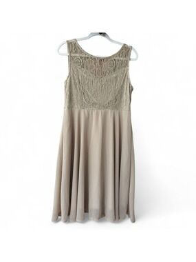 Nude Lace Bodice Midi Dress Large